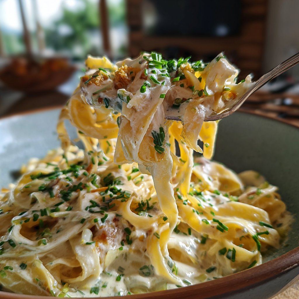 Tagliatelle mit Lauch und Sahne