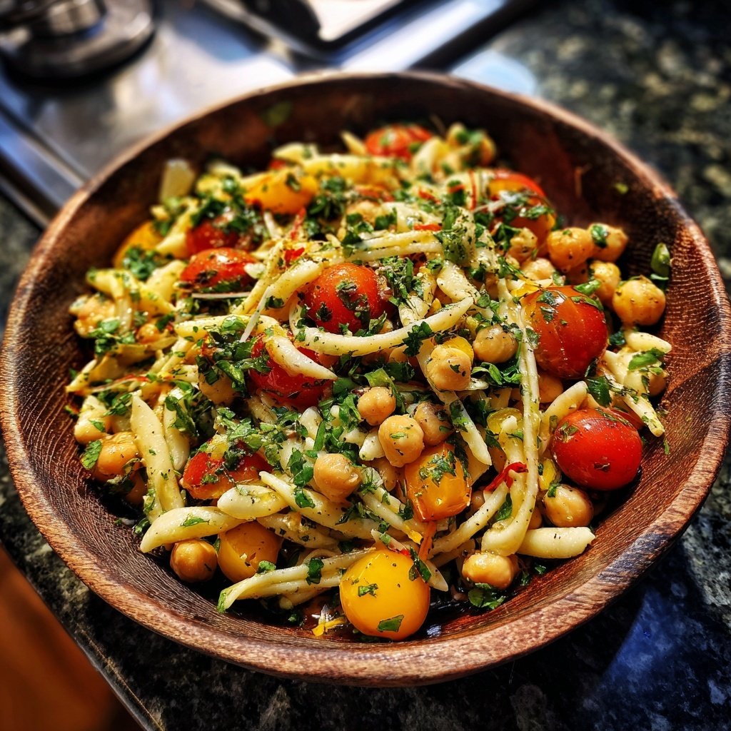 Mediterraner Nudelsalat Mit Kichererbsen