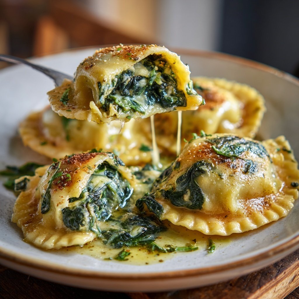 Ravioli mit Spinat und Butter-Salbei-Sauce