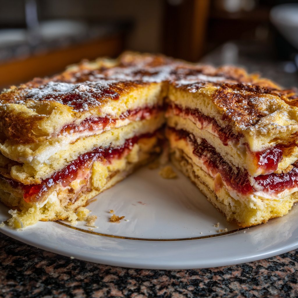 Pfannkuchen mit Marmelade und Quark