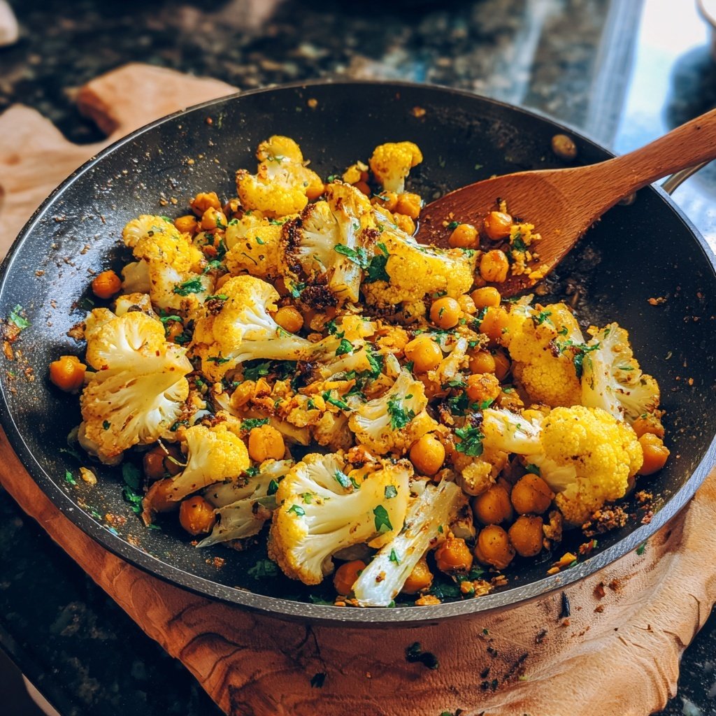 Blumenkohl Pfanne Mit Kichererbsen